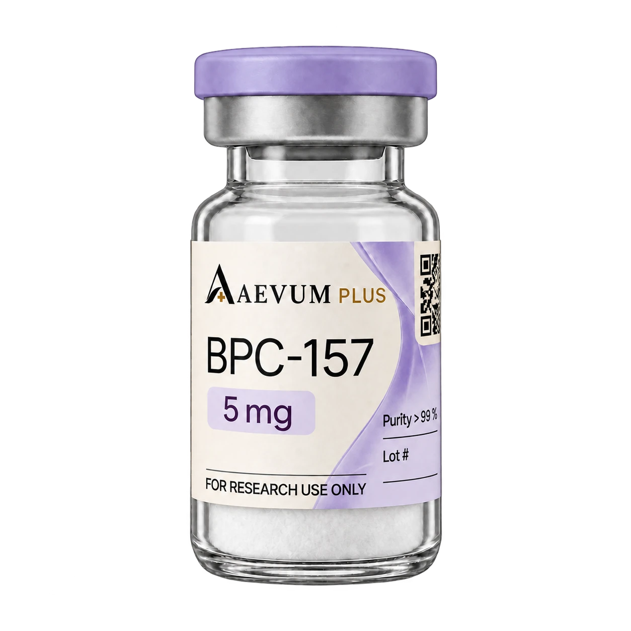 BPC-157 5mg lyophilized research vial, Aevum Plus research material